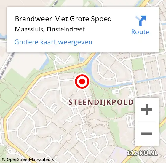 Locatie op kaart van de 112 melding: Brandweer Met Grote Spoed Naar Maassluis, Einsteindreef op 11 oktober 2024 18:05