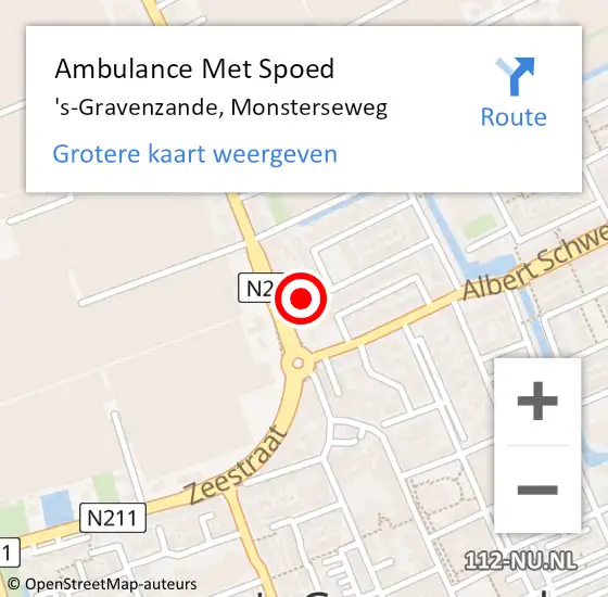 Locatie op kaart van de 112 melding: Ambulance Met Spoed Naar 's-Gravenzande, Monsterseweg op 11 oktober 2024 18:05