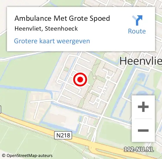 Locatie op kaart van de 112 melding: Ambulance Met Grote Spoed Naar Heenvliet, Steenhoeck op 11 oktober 2024 18:17