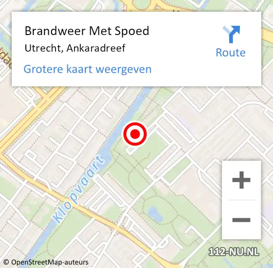 Locatie op kaart van de 112 melding: Brandweer Met Spoed Naar Utrecht, Ankaradreef op 11 oktober 2024 18:19