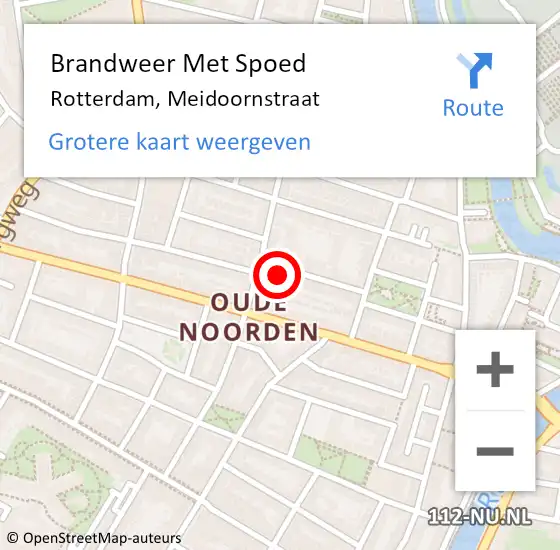 Locatie op kaart van de 112 melding: Brandweer Met Spoed Naar Rotterdam, Meidoornstraat op 11 oktober 2024 18:20