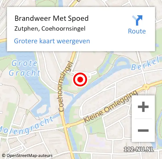 Locatie op kaart van de 112 melding: Brandweer Met Spoed Naar Zutphen, Coehoornsingel op 11 oktober 2024 18:35