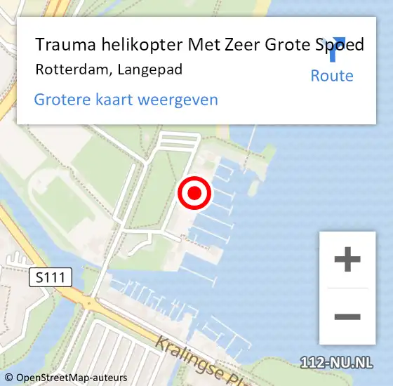 Locatie op kaart van de 112 melding: Trauma helikopter Met Zeer Grote Spoed Naar Rotterdam, Langepad op 11 oktober 2024 18:41