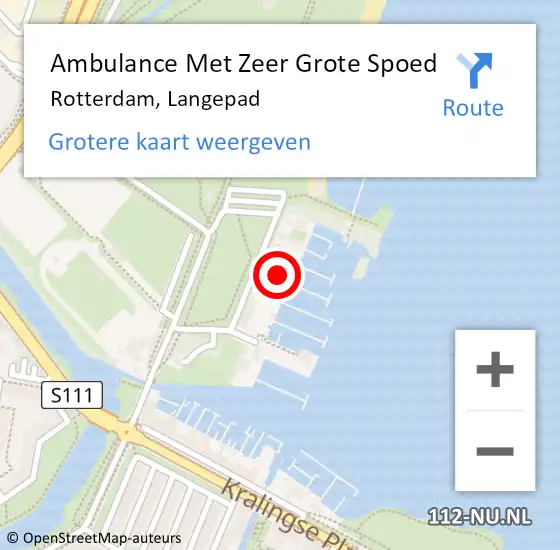 Locatie op kaart van de 112 melding: Ambulance Met Zeer Grote Spoed Naar Rotterdam, Langepad op 11 oktober 2024 18:44