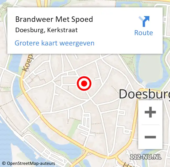 Locatie op kaart van de 112 melding: Brandweer Met Spoed Naar Doesburg, Kerkstraat op 11 oktober 2024 18:54