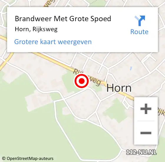 Locatie op kaart van de 112 melding: Brandweer Met Grote Spoed Naar Horn, Rijksweg op 11 oktober 2024 19:04