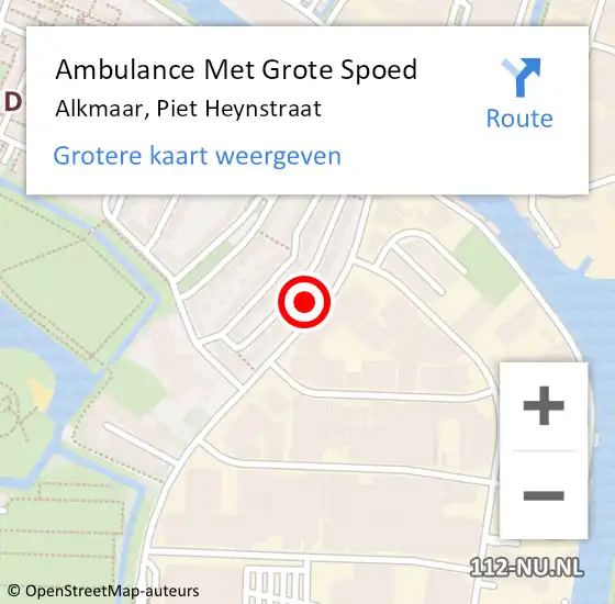 Locatie op kaart van de 112 melding: Ambulance Met Grote Spoed Naar Alkmaar, Piet Heynstraat op 11 oktober 2024 19:25