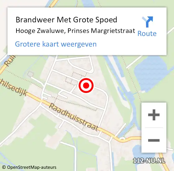 Locatie op kaart van de 112 melding: Brandweer Met Grote Spoed Naar Hooge Zwaluwe, Prinses Margrietstraat op 11 oktober 2024 19:38