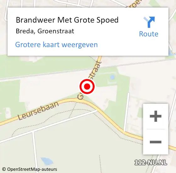 Locatie op kaart van de 112 melding: Brandweer Met Grote Spoed Naar Breda, Groenstraat op 11 oktober 2024 19:39