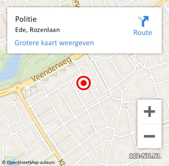 Locatie op kaart van de 112 melding: Politie Ede, Rozenlaan op 11 oktober 2024 19:44