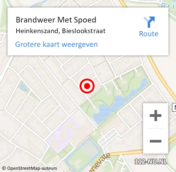 Locatie op kaart van de 112 melding: Brandweer Met Spoed Naar Heinkenszand, Bieslookstraat op 11 oktober 2024 19:46