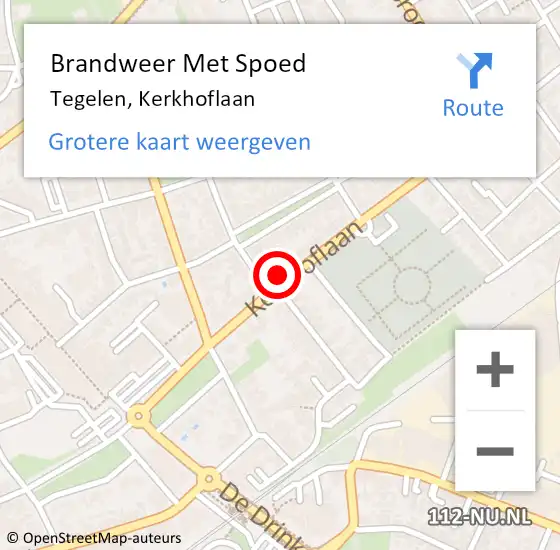 Locatie op kaart van de 112 melding: Brandweer Met Spoed Naar Tegelen, Kerkhoflaan op 11 oktober 2024 19:52