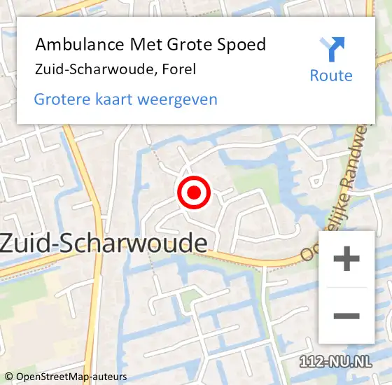 Locatie op kaart van de 112 melding: Ambulance Met Grote Spoed Naar Zuid-Scharwoude, Forel op 11 oktober 2024 20:05