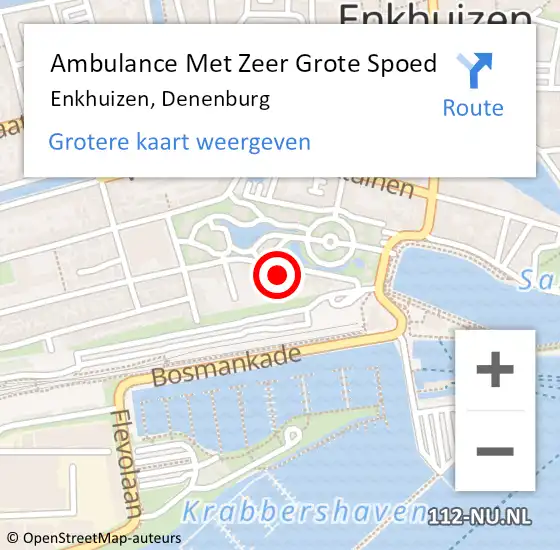 Locatie op kaart van de 112 melding: Ambulance Met Zeer Grote Spoed Naar Enkhuizen, Denenburg op 11 oktober 2024 20:18