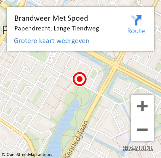 Locatie op kaart van de 112 melding: Brandweer Met Spoed Naar Papendrecht, Lange Tiendweg op 11 oktober 2024 20:19