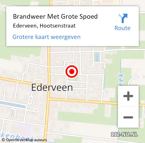 Locatie op kaart van de 112 melding: Brandweer Met Grote Spoed Naar Ederveen, Hootsenstraat op 11 oktober 2024 20:24