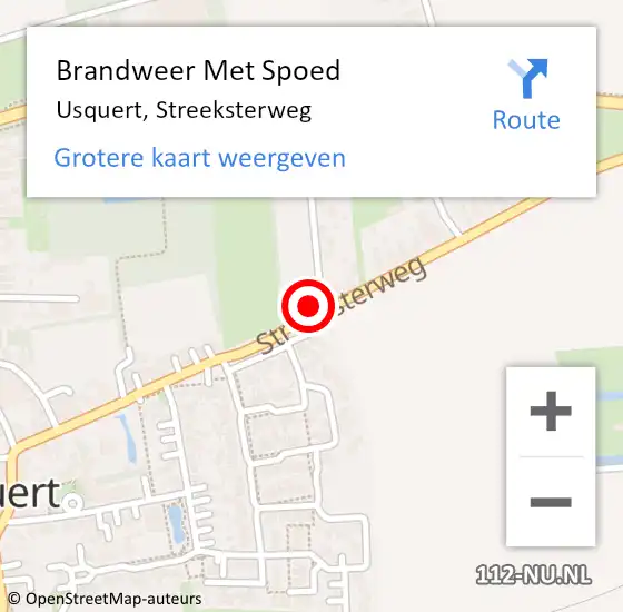 Locatie op kaart van de 112 melding: Brandweer Met Spoed Naar Usquert, Streeksterweg op 11 oktober 2024 20:31