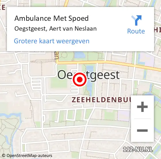 Locatie op kaart van de 112 melding: Ambulance Met Spoed Naar Oegstgeest, Aert van Neslaan op 11 oktober 2024 20:46