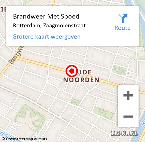 Locatie op kaart van de 112 melding: Brandweer Met Spoed Naar Rotterdam, Zaagmolenstraat op 11 oktober 2024 21:07