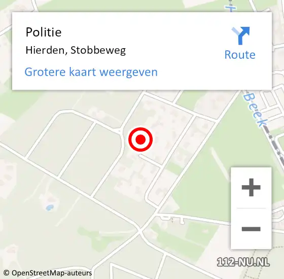 Locatie op kaart van de 112 melding: Politie Hierden, Stobbeweg op 11 oktober 2024 21:08