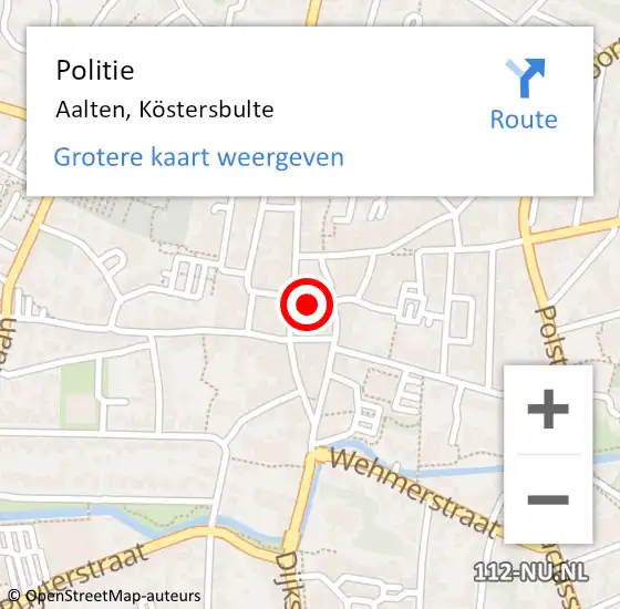 Locatie op kaart van de 112 melding: Politie Aalten, Köstersbulte op 11 oktober 2024 21:57