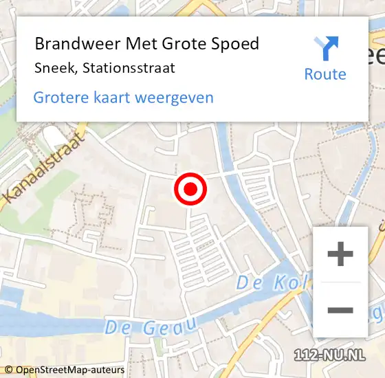 Locatie op kaart van de 112 melding: Brandweer Met Grote Spoed Naar Sneek, Stationsstraat op 11 oktober 2024 22:05