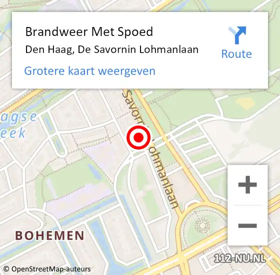 Locatie op kaart van de 112 melding: Brandweer Met Spoed Naar Den Haag, De Savornin Lohmanlaan op 11 oktober 2024 23:01