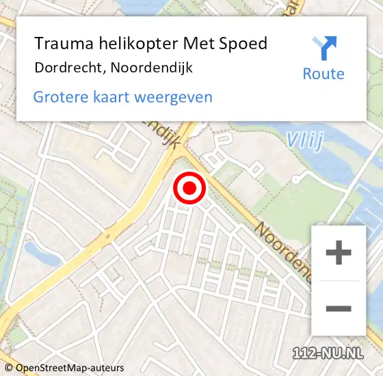 Locatie op kaart van de 112 melding: Trauma helikopter Met Spoed Naar Dordrecht, Noordendijk op 11 oktober 2024 23:04