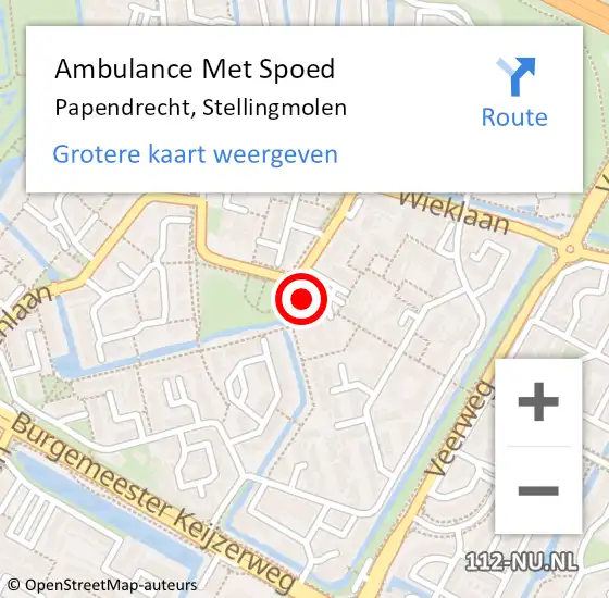 Locatie op kaart van de 112 melding: Ambulance Met Spoed Naar Papendrecht, Stellingmolen op 11 oktober 2024 23:07