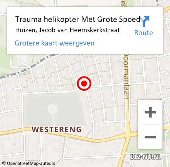 Locatie op kaart van de 112 melding: Trauma helikopter Met Grote Spoed Naar Huizen, Jacob van Heemskerkstraat op 11 oktober 2024 23:08