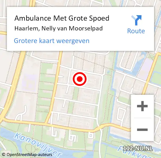 Locatie op kaart van de 112 melding: Ambulance Met Grote Spoed Naar Haarlem, Nelly van Moorselpad op 11 oktober 2024 23:08