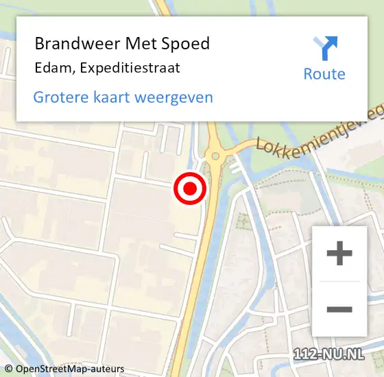 Locatie op kaart van de 112 melding: Brandweer Met Spoed Naar Edam, Expeditiestraat op 23 oktober 2014 08:24