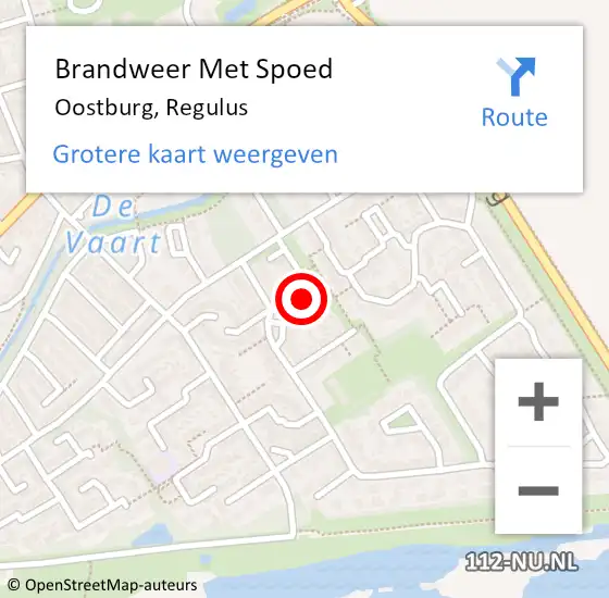 Locatie op kaart van de 112 melding: Brandweer Met Spoed Naar Oostburg, Regulus op 11 oktober 2024 23:28