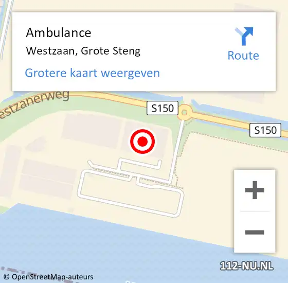 Locatie op kaart van de 112 melding: Ambulance Westzaan, Grote Steng op 11 oktober 2024 23:34