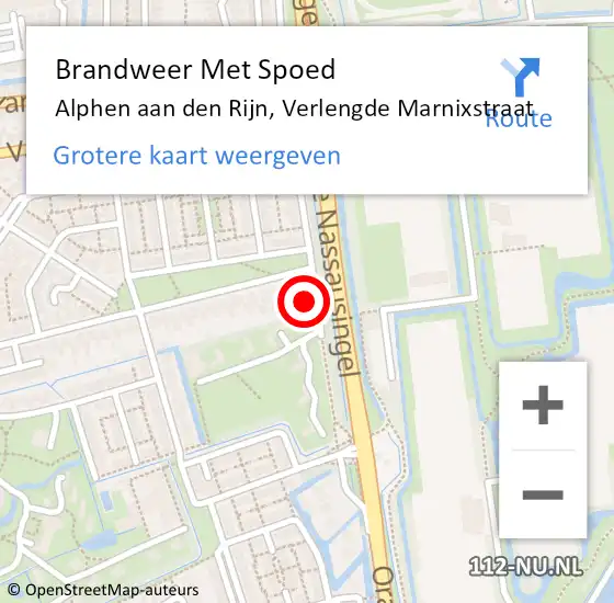 Locatie op kaart van de 112 melding: Brandweer Met Spoed Naar Alphen aan den Rijn, Verlengde Marnixstraat op 11 oktober 2024 23:44