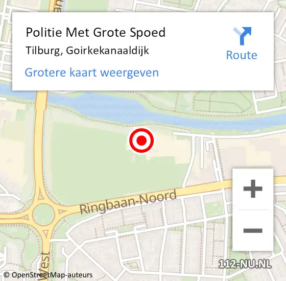 Locatie op kaart van de 112 melding: Politie Met Grote Spoed Naar Tilburg, Goirkekanaaldijk op 11 oktober 2024 23:45