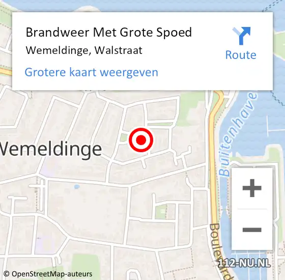 Locatie op kaart van de 112 melding: Brandweer Met Grote Spoed Naar Wemeldinge, Walstraat op 11 oktober 2024 23:46