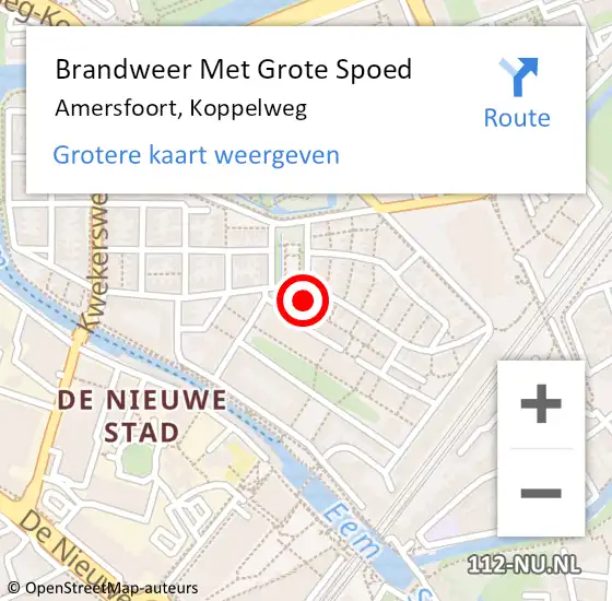 Locatie op kaart van de 112 melding: Brandweer Met Grote Spoed Naar Amersfoort, Koppelweg op 11 oktober 2024 23:59