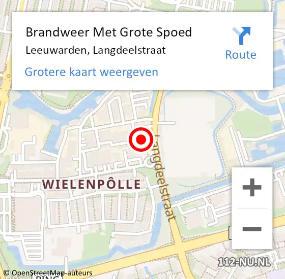 Locatie op kaart van de 112 melding: Brandweer Met Grote Spoed Naar Leeuwarden, Langdeelstraat op 12 oktober 2024 00:05