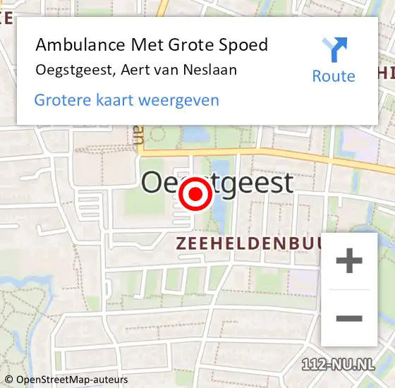 Locatie op kaart van de 112 melding: Ambulance Met Grote Spoed Naar Oegstgeest, Aert van Neslaan op 12 oktober 2024 00:08