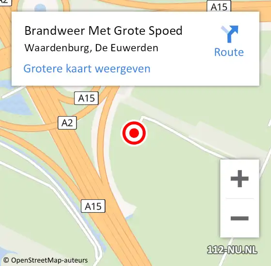 Locatie op kaart van de 112 melding: Brandweer Met Grote Spoed Naar Waardenburg, De Euwerden op 12 oktober 2024 00:15