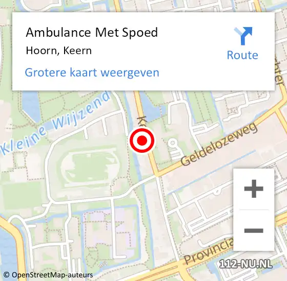 Locatie op kaart van de 112 melding: Ambulance Met Spoed Naar Hoorn, Keern op 12 oktober 2024 00:39