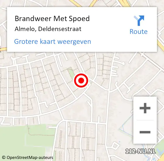 Locatie op kaart van de 112 melding: Brandweer Met Spoed Naar Almelo, Deldensestraat op 12 oktober 2024 00:55