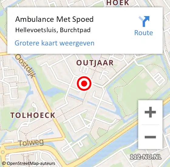 Locatie op kaart van de 112 melding: Ambulance Met Spoed Naar Hellevoetsluis, Burchtpad op 12 oktober 2024 01:03