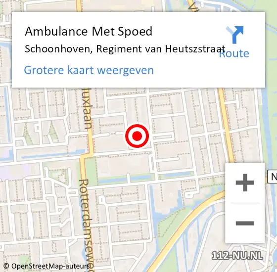 Locatie op kaart van de 112 melding: Ambulance Met Spoed Naar Schoonhoven, Regiment van Heutszstraat op 12 oktober 2024 01:14