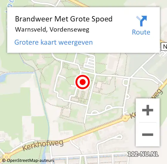 Locatie op kaart van de 112 melding: Brandweer Met Grote Spoed Naar Warnsveld, Vordenseweg op 12 oktober 2024 01:19