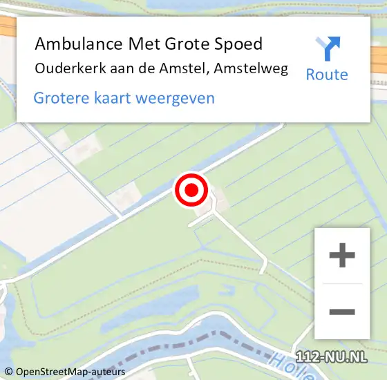 Locatie op kaart van de 112 melding: Ambulance Met Grote Spoed Naar Ouderkerk aan de Amstel, Amstelweg op 12 oktober 2024 02:04