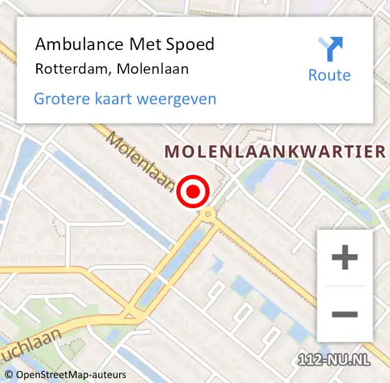 Locatie op kaart van de 112 melding: Ambulance Met Spoed Naar Rotterdam, Molenlaan op 12 oktober 2024 02:12