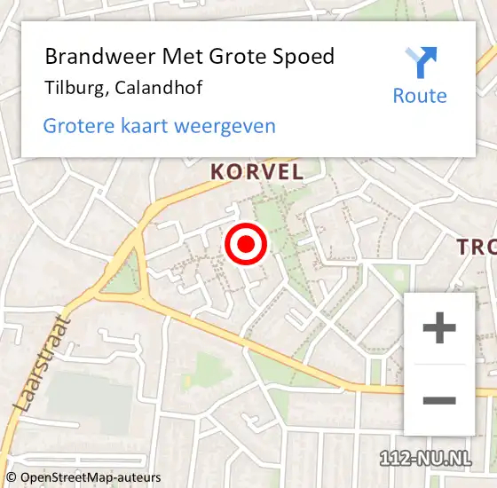 Locatie op kaart van de 112 melding: Brandweer Met Grote Spoed Naar Tilburg, Calandhof op 12 oktober 2024 02:23