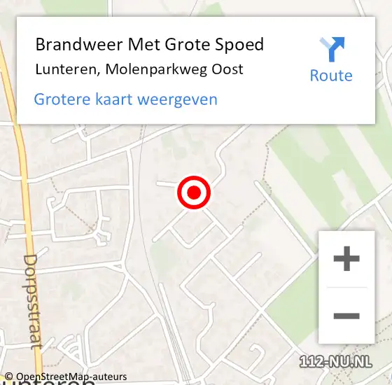 Locatie op kaart van de 112 melding: Brandweer Met Grote Spoed Naar Lunteren, Molenparkweg Oost op 12 oktober 2024 02:57